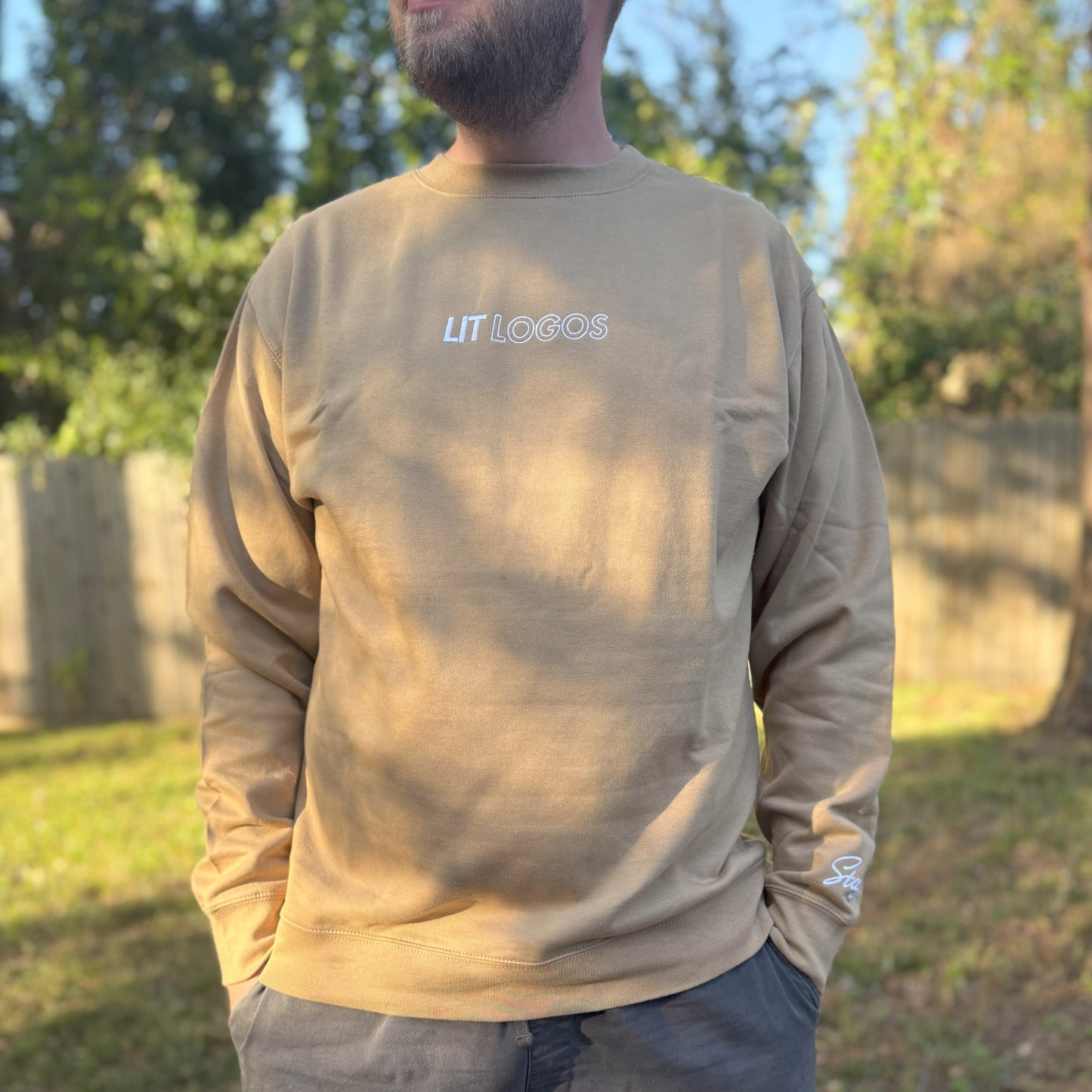 Lit Logos Embroidered Crewneck